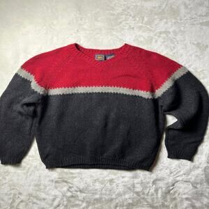 VTG Chunky Knit Wool Blend Pullover Sweater Men's L Earthy Cottage Tomato Jumper